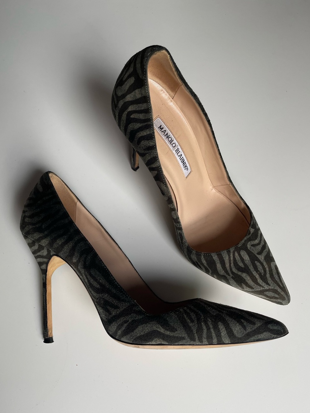 Manolo Blahnik Zebra-Print Suede Pumps - Size 38